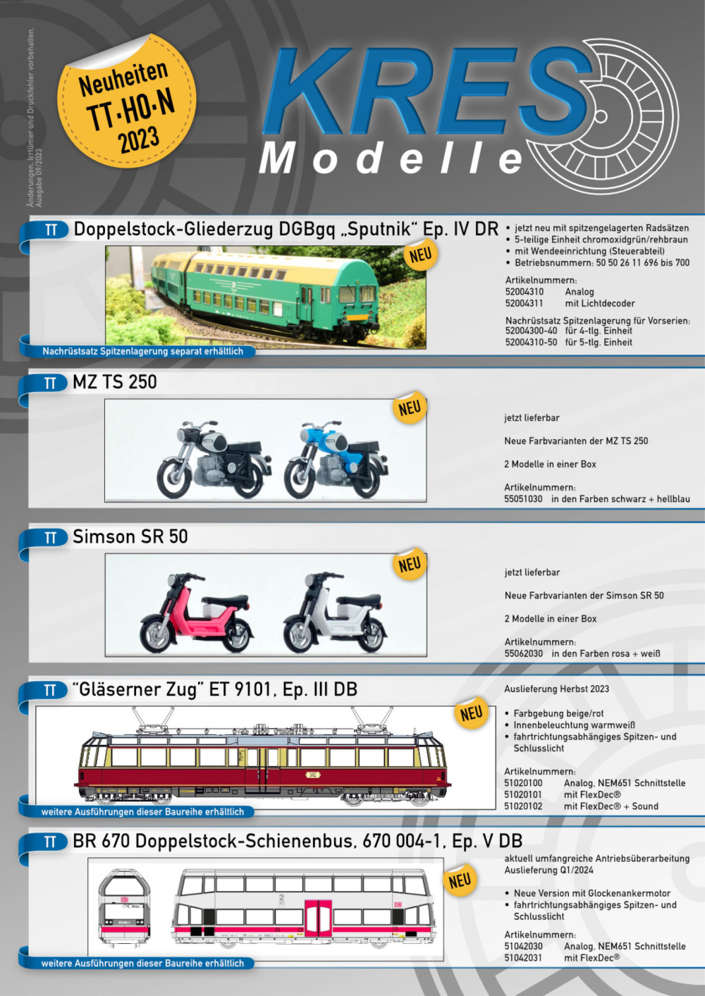KRES Modelle - Novelties 2023