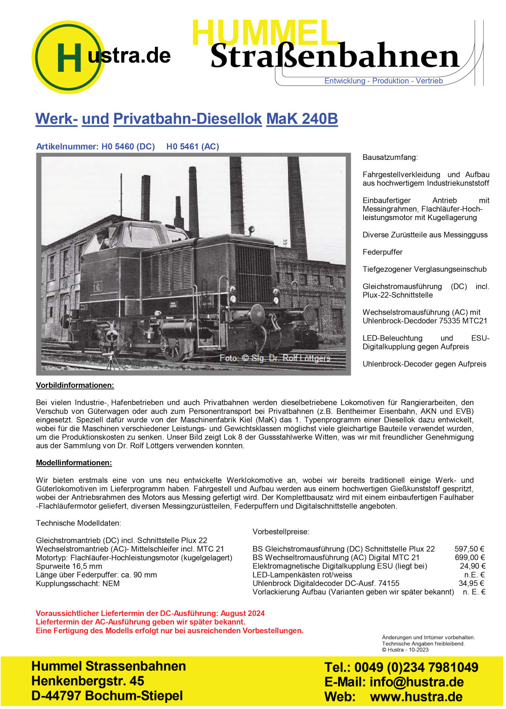 Hummel Strassenbahnen - Mak 240B diesel locomotive