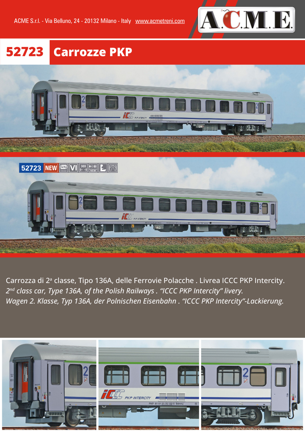 ACME - Anonima Costruzioni Modellistiche Esatte - Carrozza "ICCC PKP Intercity" (ref. 52723)