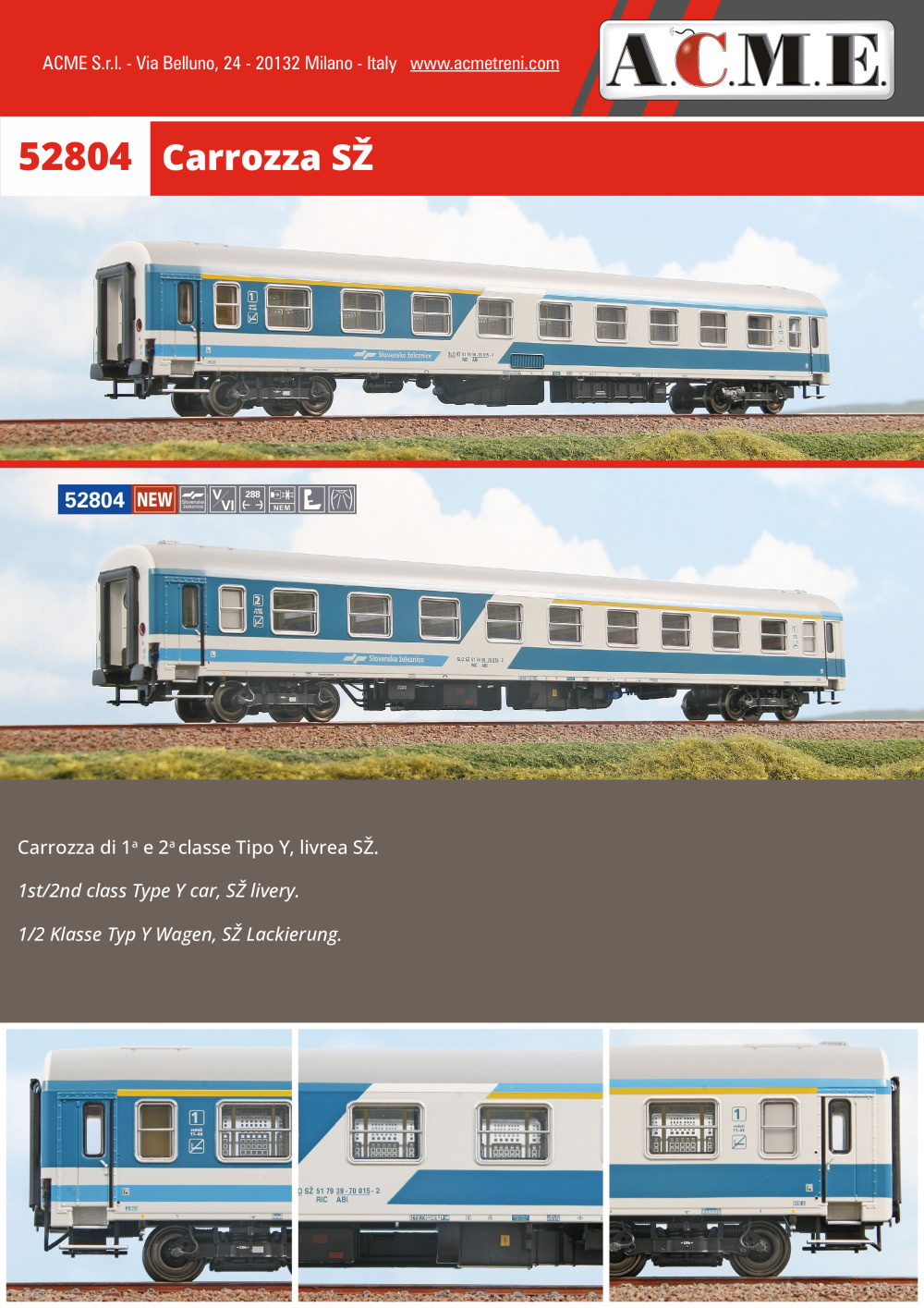 ACME - Anonima Costruzioni Modellistiche Esatte - Carrozza SŽ (ref. 52804)