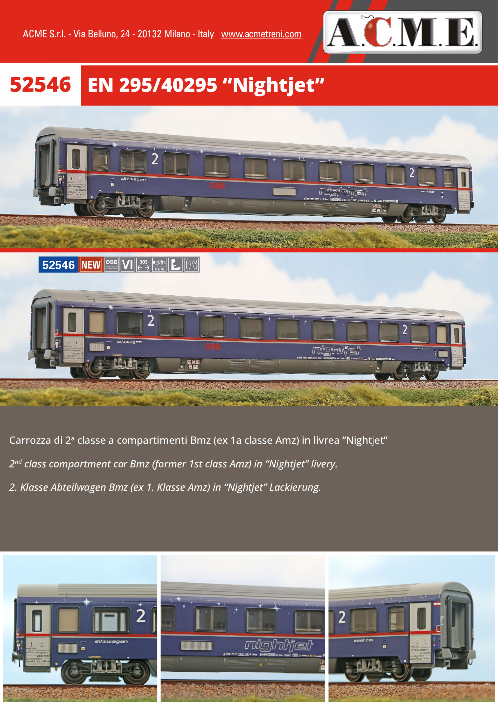 ACME - Anonima Costruzioni Modellistiche Esatte - ÖBB - Nightjet passenger coach (ref. 52546)