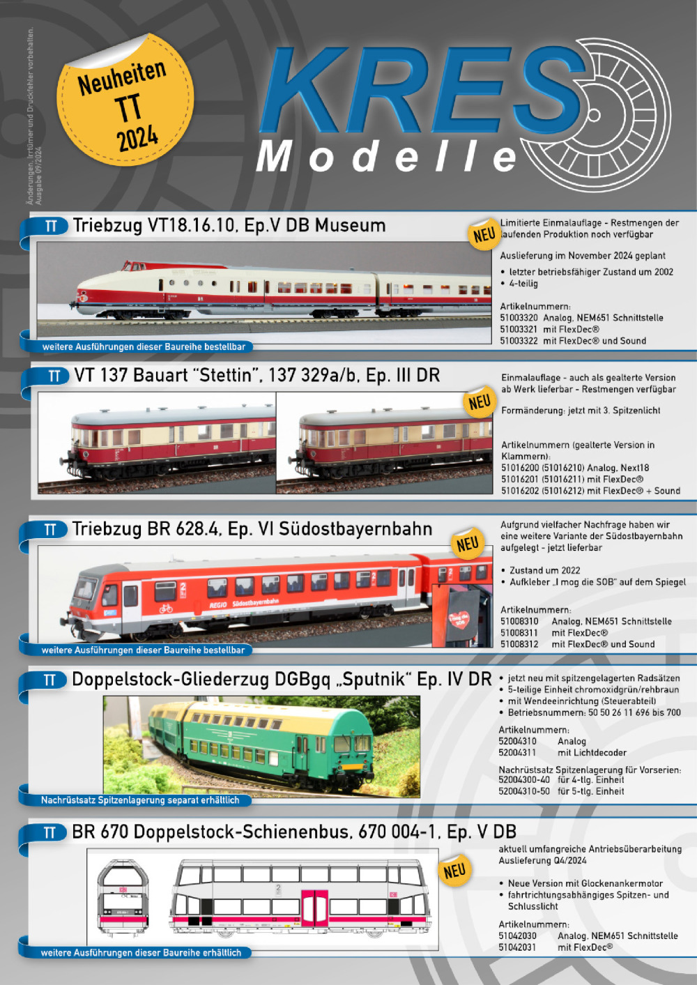 KRES Modelle - Neuheiten 2024
