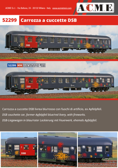 DSB - Carrozza a cuccette (ref. 52299) - ACME - Anonima Costruzioni Modellistiche Esatte