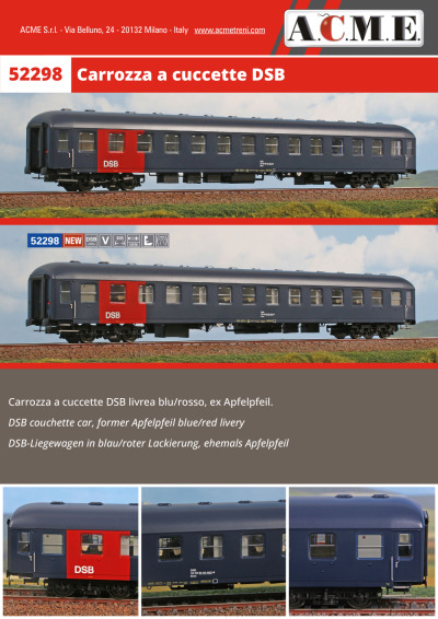 DSB - Carrozza a cuccette (ref. 52298) - ACME - Anonima Costruzioni Modellistiche Esatte