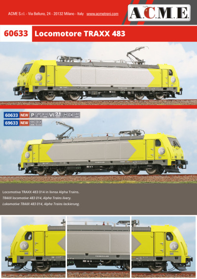 Locomotore TRAXX 483 (ref. 60633 / 69633) - ACME - Anonima Costruzioni Modellistiche Esatte