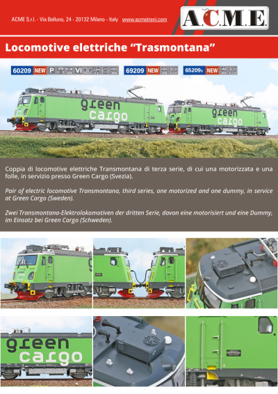Locomotive elettriche "Trasmontana" (ref. 60209 / 69209 / 65209) - ACME - Anonima Costruzioni Modellistiche Esatte
