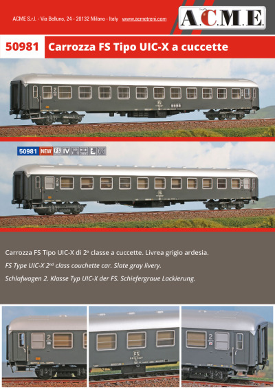 Carrozza FS Tipo UIC-X a cuccette (ref. 50981) - ACME - Anonima Costruzioni Modellistiche Esatte