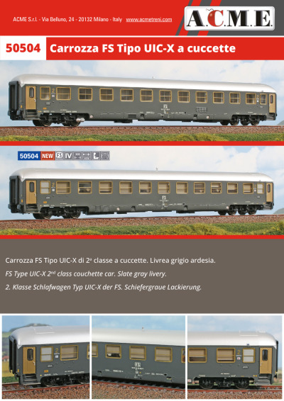 Carrozza FS Tipo UIC-X a cuccette (ref. 50504) - ACME - Anonima Costruzioni Modellistiche Esatte
