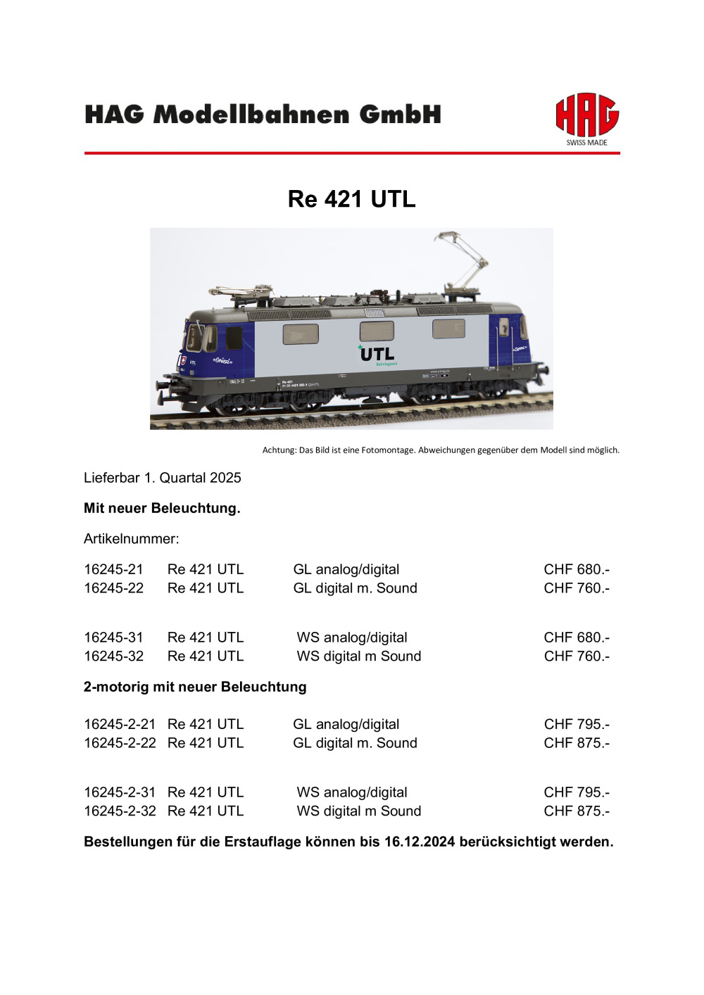 HAG - Re 421 UTL