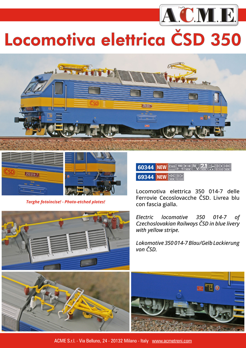 ACME - Anonima Costruzioni Modellistiche Esatte - ČSD - 350 014-7 electric locomotive (ref. 60344 / 69344)