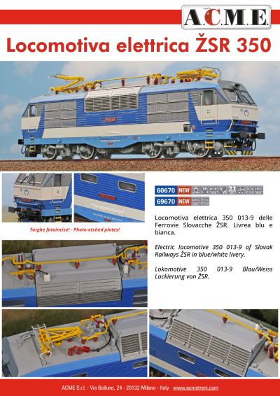 ŽSR - 350 013-9 electric locomotive (ref. 60670 / 69670) - ACME - Anonima Costruzioni Modellistiche Esatte