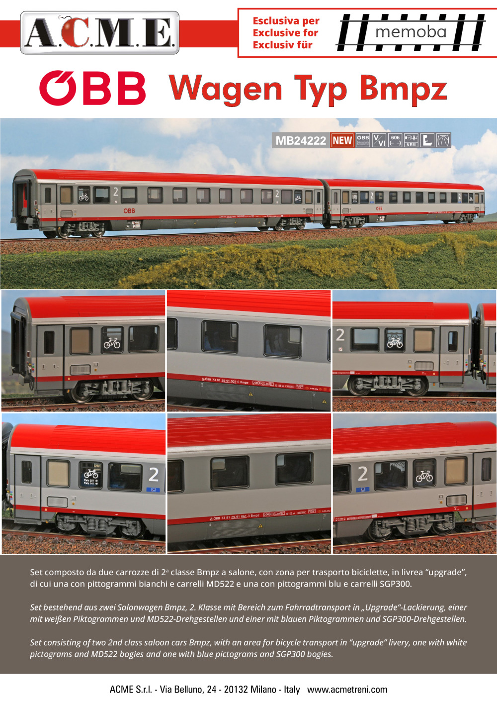 ACME - Anonima Costruzioni Modellistiche Esatte - ÖBB - Bmpz passenger coaches set (ref. MB24222)