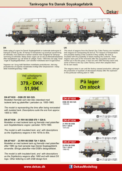 Danish Soy Cake Factory tank wagons - Dekas