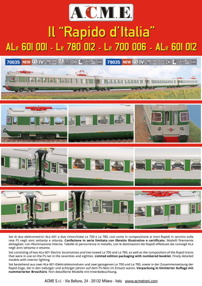 Il "Rapido d’Italia" (ref. 70035 / 79035) - ACME - Anonima Costruzioni Modellistiche Esatte
