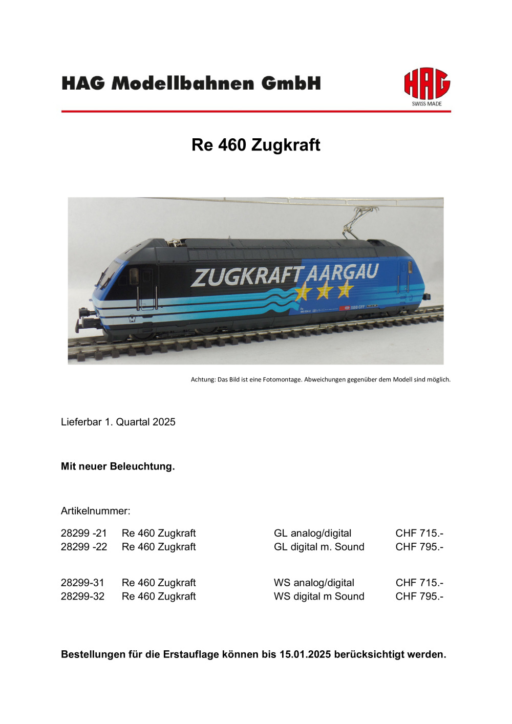 HAG - Re 460 Zugkraft