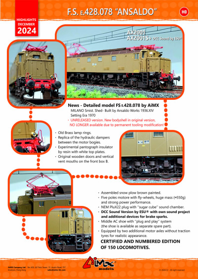 Highlights December 2024 - FS E.428.078 "ANSALDO" electric locomotive - AiMX models