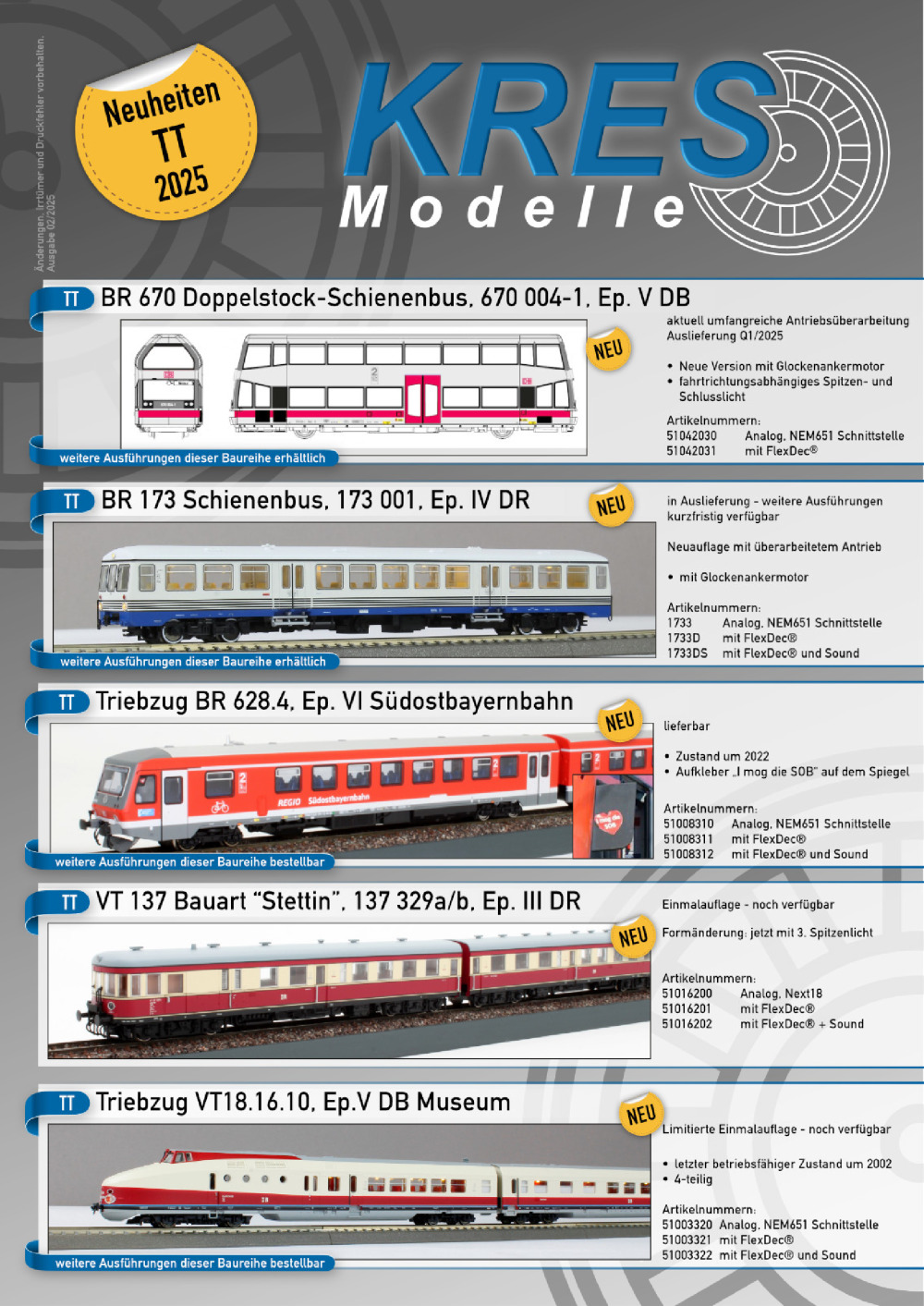 KRES Modelle - Neuheiten 2025