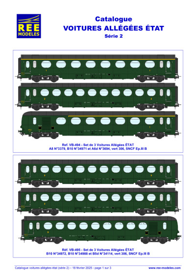 Catalogue Voitures Allégées État (Série 2) - REE MODÈLES - Rails Europ Express