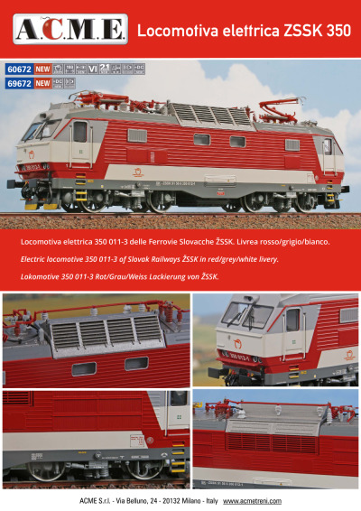 Locomotiva elettrica ZSSK 350 (ref. 60672 / 69672) - ACME - Anonima Costruzioni Modellistiche Esatte