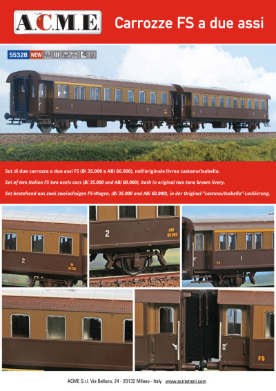 Carrozze FS a due assi (ref. 55328) - ACME - Anonima Costruzioni Modellistiche Esatte