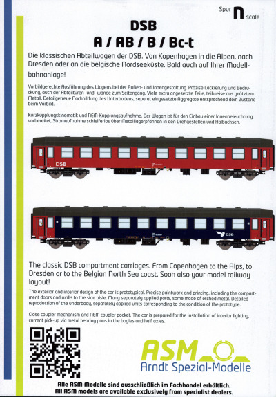 DSB - A / AB / B / Bc-t Personenwagen - ASM - Arndt Spezial-Modelle