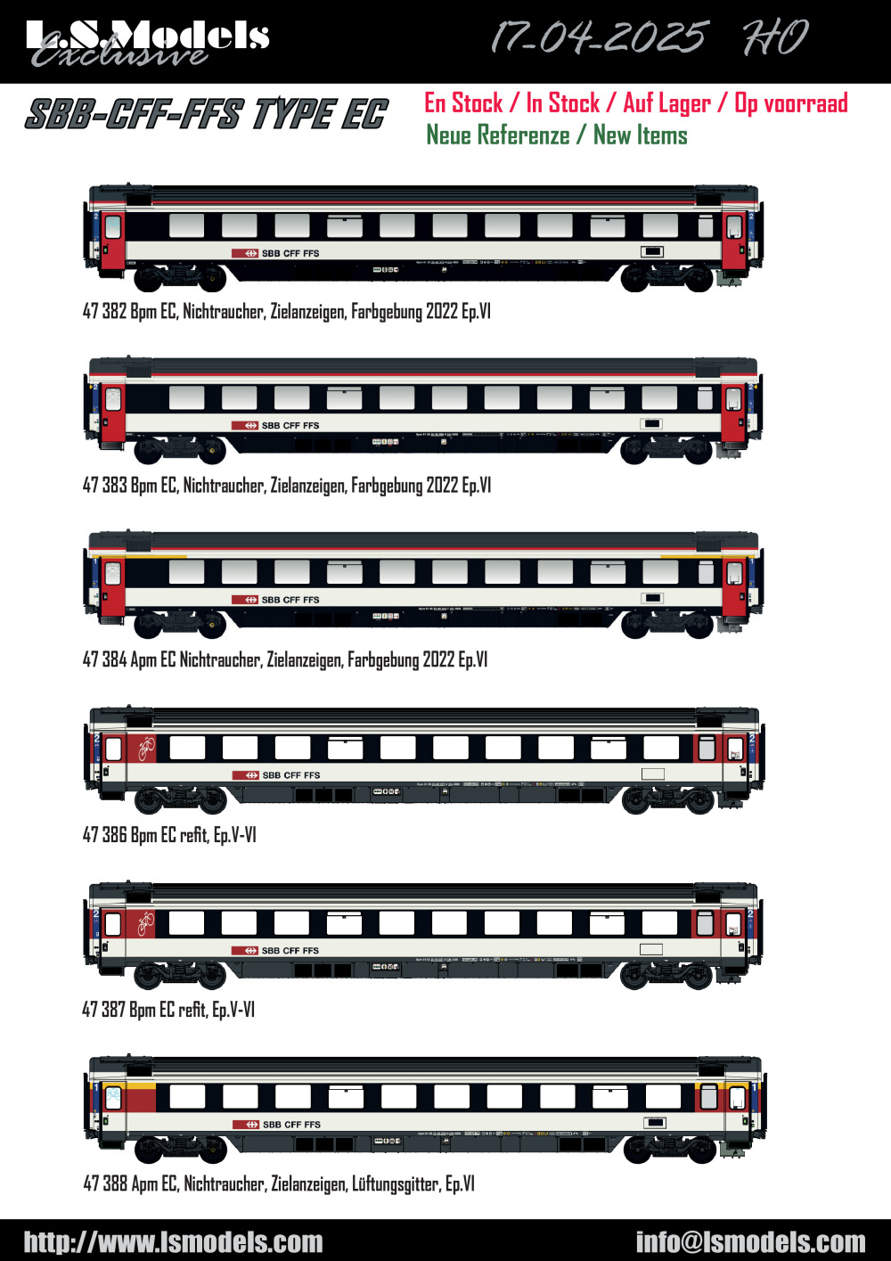 LS Models - SBB CFF FFS - App / Bpm EC passenger coaches