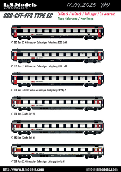 SBB CFF FFS - App / Bpm EC passenger coaches - LS Models