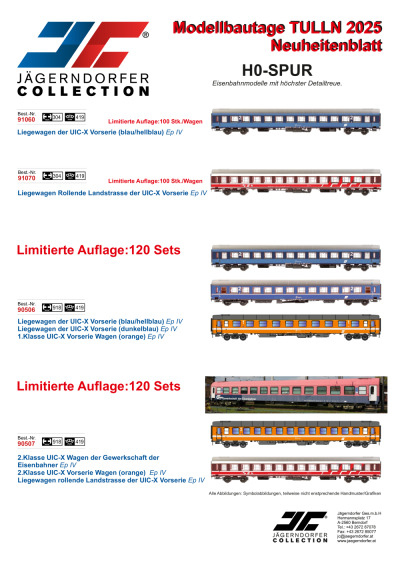 Modellbautage TULLN 2025 Neuheitenblatt - JC - Jaegerndorfer Collection