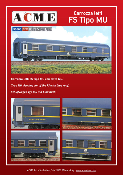 Carrozza letti FS Tipo MU (ref. 50565) - ACME - Anonima Costruzioni Modellistiche Esatte