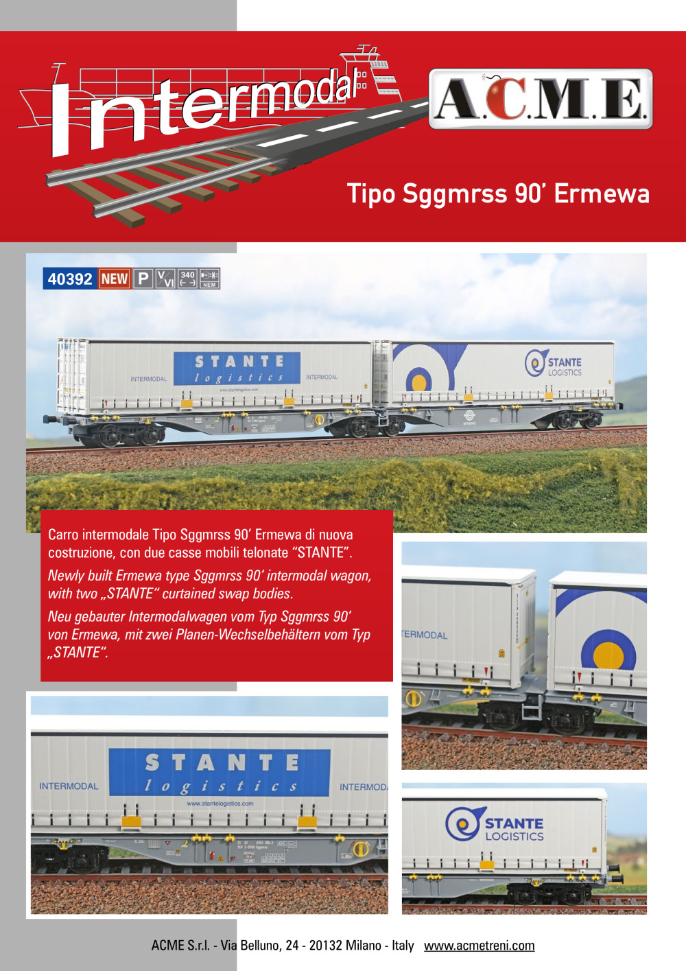 ACME - Anonima Costruzioni Modellistiche Esatte - Tipo Sggmrss 90’ Ermewa (ref. 40392)