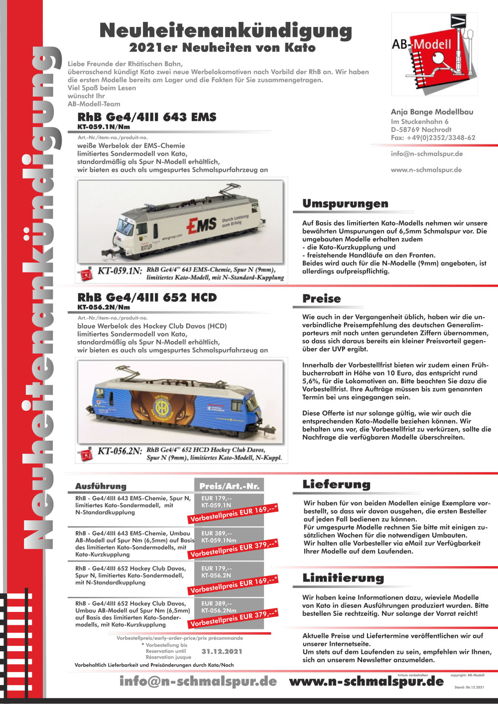 AB-Modell - Available novelties from Kato