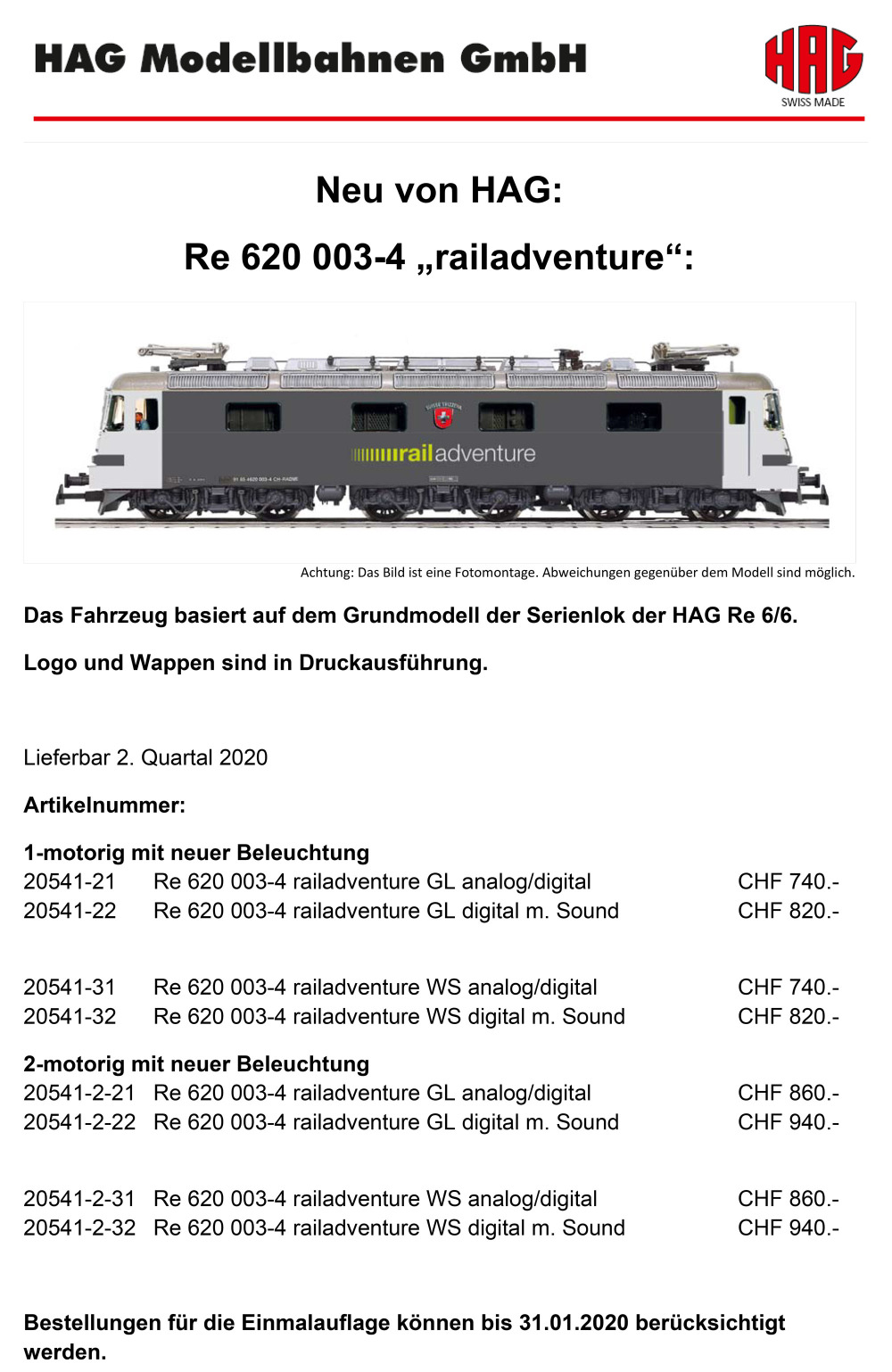 HAG - RailAdventure - Re 620