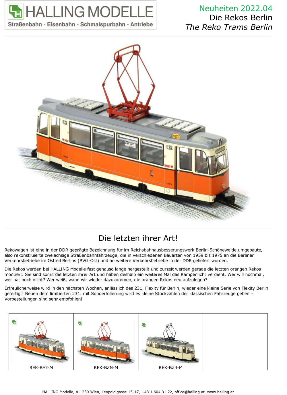 Halling Modelle - The Reko Trams Berlin