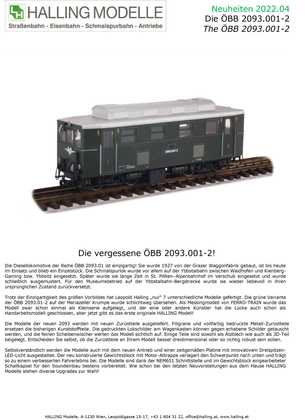 Halling Modelle - The ÖBB 2093.001-2