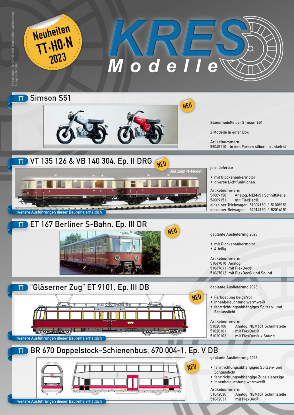 KRES Modelle - Novelties 2023