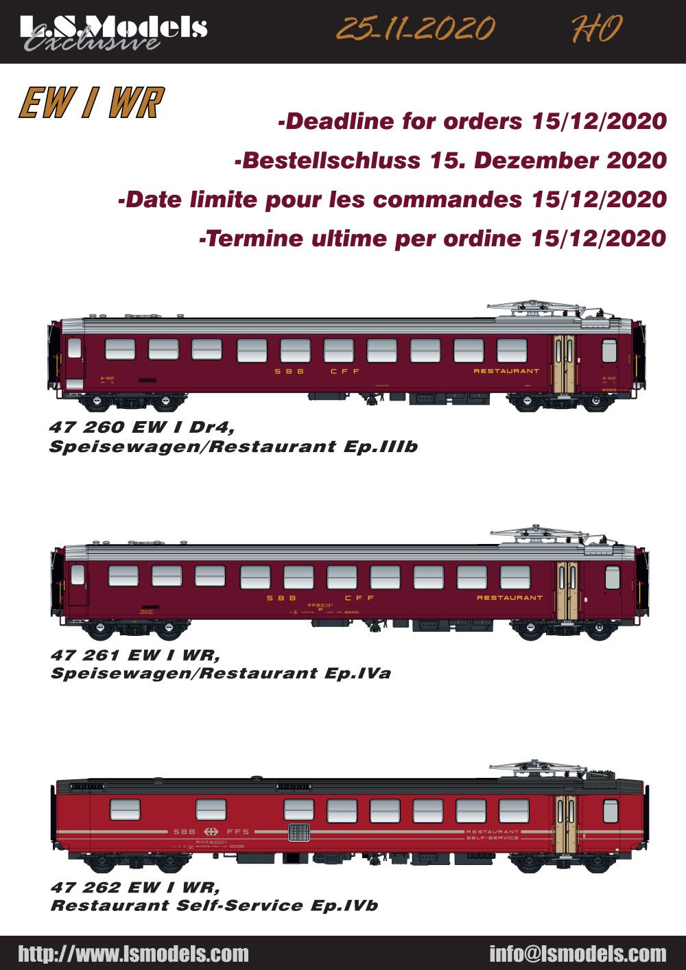 LS Models - SBB CFF FFS - EW I WR restaurant coaches