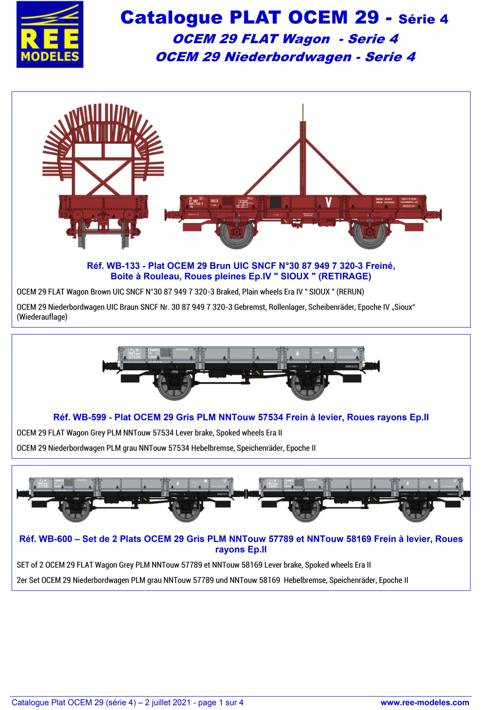 REE MODÈLES - Rails Europ Express - OCEM 29 flat freight wagons (4th series)