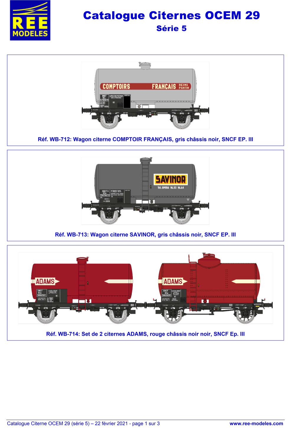 REE MODÈLES - Rails Europ Express - SNCF - OCEM 29 tank wagons (5th series)