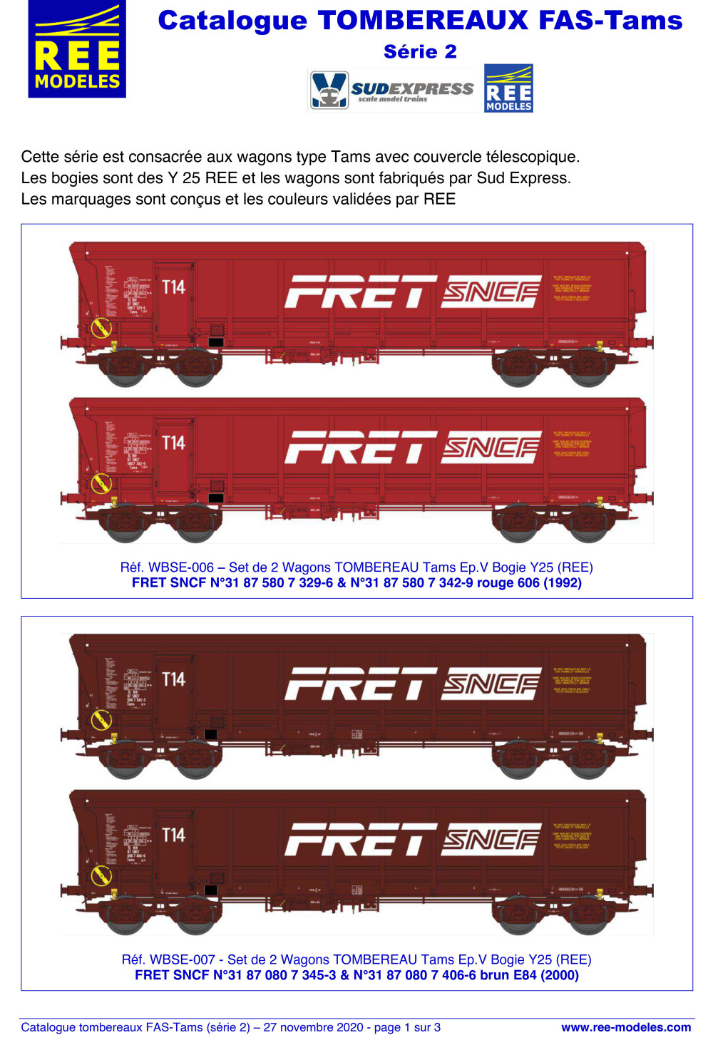 REE MODÈLES - Rails Europ Express - Tams freight wagons
